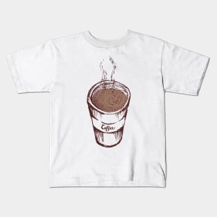 Warm Coffee Drink Sketch Kids T-Shirt